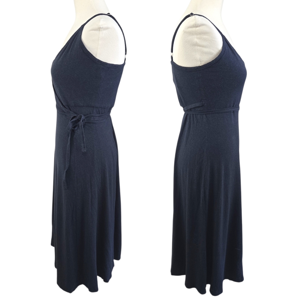Patagonia Wear With All Wrap Dress Hemp Organic Cotton Dark Blue Midi Med 75220 - Picture 3 of 13